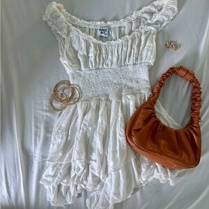 princess polly white romper mini dress with ruffles and frills